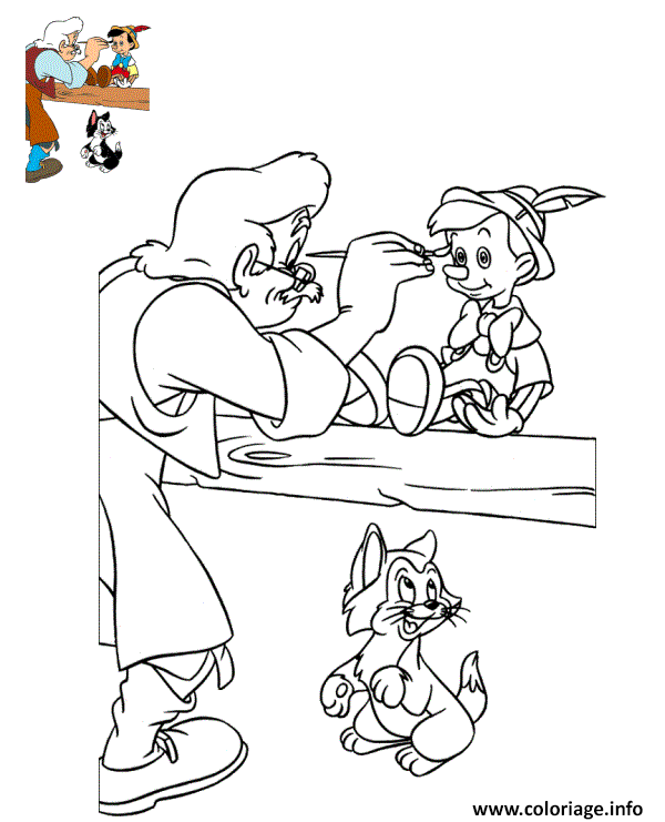 Dessin geppetto menuisier italien fabrique pinocchio Coloriage Gratuit à Imprimer